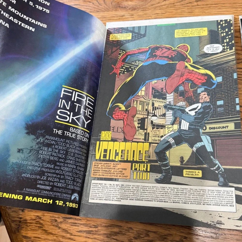 Spider-Man 33 34 Marvel Comics 1993 Punisher Vengeance Newsstand Edition Set